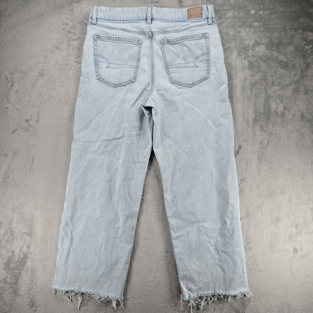 American Eagle Curvy Stovepipe Jeans Womens 12 Regular Light Wash Wide Raw Hem - Picture 2 of 9
